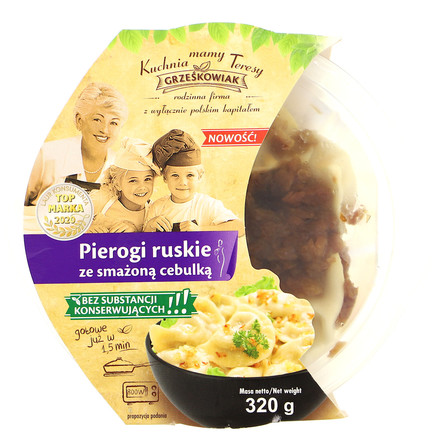 GRZEŚKOWIAK PIEROGI RUSKIE ZE SMAŻONĄ CEBULKĄ 320G (1)