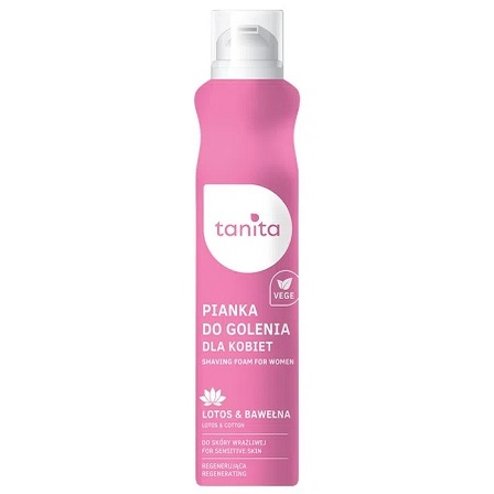 TANITA Vegan Pianka do golenia dla kobiet do skóry wrażliwej Lotos & Bawełna 200ml (1)