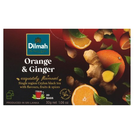 Dilmah Cejlońska herbata czarna aromatyzowana pomarańcza i imbir 30 g (20 x 1,5 g) (1)