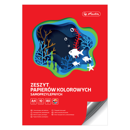 Herlitz Zeszyt papierów samoprzylepnych A4, 10 kolorów, złoty i srebrny (1)