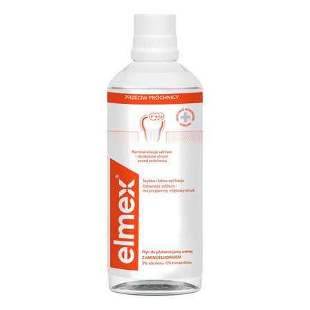 elmex Przeciw Próchnicy płyn do płukania jamy ustnej bez alkoholu 400 ml (5)