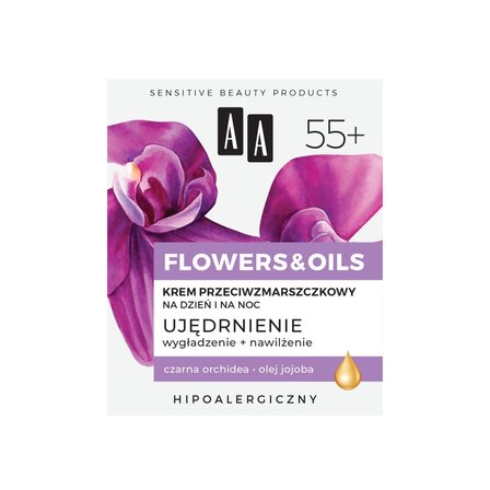 AA Flowers&Oils 55+ Ujędrnienie Krem przeciwzmarszczkowy na dzień i na noc 50 ml (1)