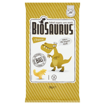 BioSaurus Ekologiczne pieczone chrupki kukurydziane o smaku serowym 50 g (1)