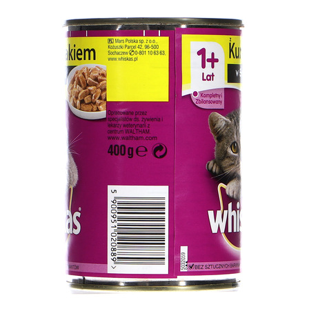 Whiskas 1+ lat Karma pełnoporcjowa z kurczakiem w sosie 400 g (3)