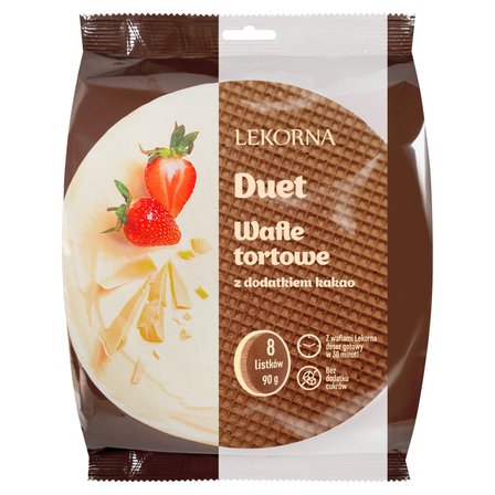 Lekorna Duet Wafle tortowe z dodatkiem kakao 90 g (8 sztuk) (1)