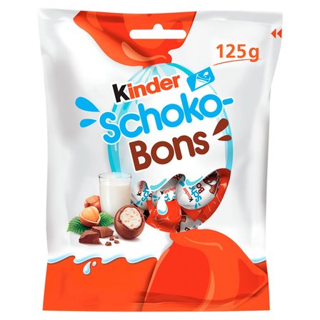 Kinder Schoko-Bons Czekoladki z mlecznej czekolady z nadzieniem mlecznym i orzechami 125 g (1)