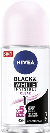 Nivea Black&White Invisible Clear Antyperspirant Roll ON 50 ml (1)