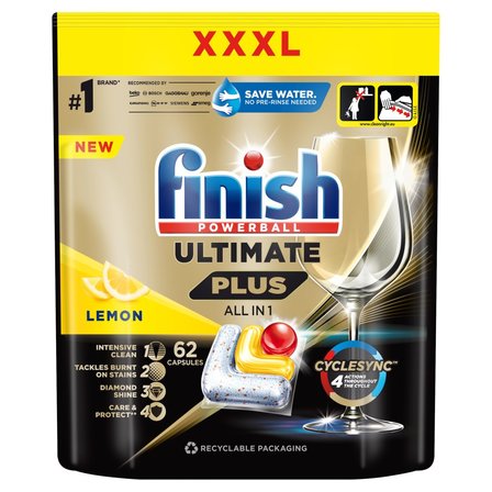 Finish Ultimate Plus Lemon Kapsułki do mycia naczyń w zmywarce 756,4 g (62 sztuk) (1)