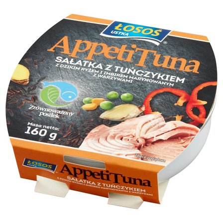 Łosoś Ustka AppetiTuna Sałatka z tuńczykiem z dzikim ryżem i imbirem marynowanym z warzywami 160 g (2)