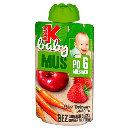 Kubuś Baby Mus po 6 miesiącu jabłko truskawka marchew 100 g (1)