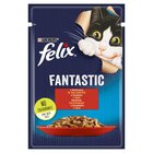 Felix Fantastic Karma dla kotów z wołowiną w galaretce 85 g (1)